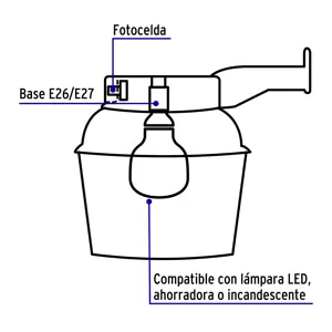 Volteck Luminario suburbano de ABS 65 W sensor de luz, sin lámpara