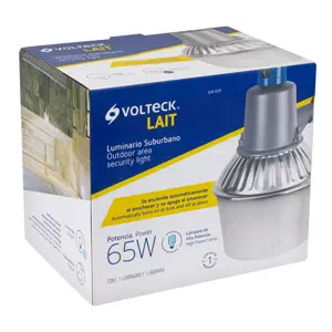 Volteck Luminario suburbano metálico 65 W sensor de luz, con lámpara