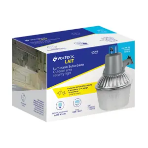 Volteck Luminario suburbano metálico 85 W sensor de luz, con lámpara