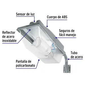 Volteck Luminario suburbano de ABS 45 W sensor de luz, con lámpara