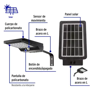 Luminario suburbano de LED 4 W con panel solar, Volteck