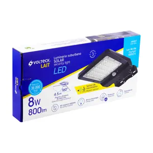 Luminario suburbano de LED 8 W con panel solar, Volteck