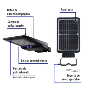 Luminario suburbano de LED 15 W con panel solar, Volteck