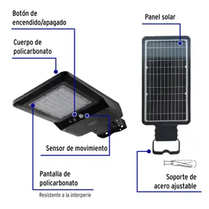 Volteck Luminario suburbano LED 40 W c/panel solar y control remoto