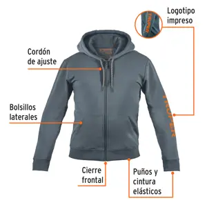 Sudadera gris para caballero, talla G, Truper