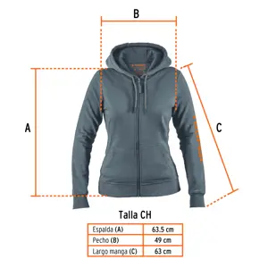 Sudadera gris para dama, talla CH, Truper