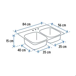 Tarja de empotrar 84x56cm doble tina, Foset Basic