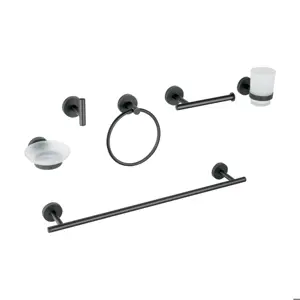 Juego de 6 accesorios para baño acabado negro, Foset Tubig