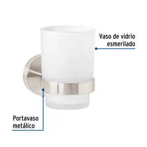 Portavaso cepillero satín con vaso de vidrio, Foset Túbig