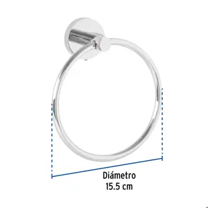 Toallero argolla metálico acabado cromo, Foset Túbig