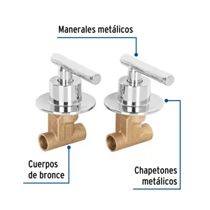 Foset Juego llaves empotrar soldables, palanca cromo, Túbig