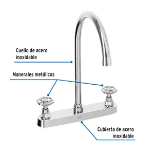 Foset Mezcladora para fregadero, manerales redondos,cromo, Tubig