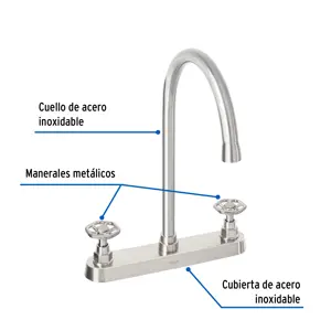 Foset Mezcladora para fregadero, manerales redondos,satín, Tubig