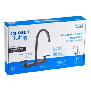 Foset Mezcladora para fregadero,manerales palanca,negro mate,Tubig