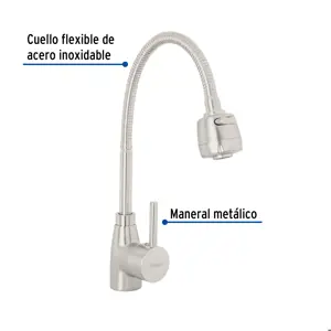 Foset Monomando para fregadero con cuello flexible, satín, Tubig