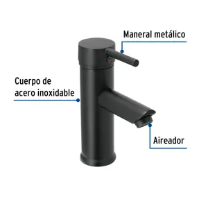 Monomando corto negro para lavabo, Foset Tubig