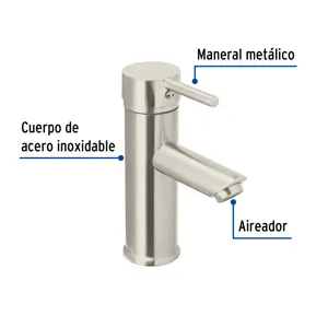 Monomando corto satín para lavabo, Foset Tubig