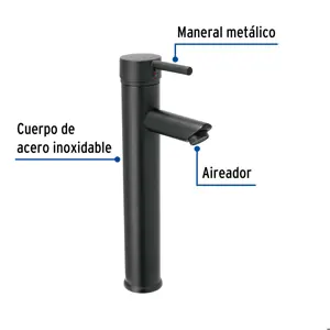 Monomando alto negro para lavabo, Foset Tubig