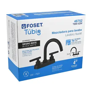 Foset Mezcladora p/lavabo,bar,manerales palanca,negro mate,Tubig