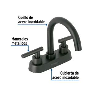 Foset Mezcladora p/lavabo,bar,manerales palanca,negro mate,Tubig