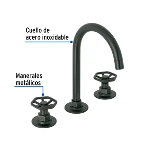 Foset Mezcladora p/lavabo,taladros separados,redondos,negro,Tubig