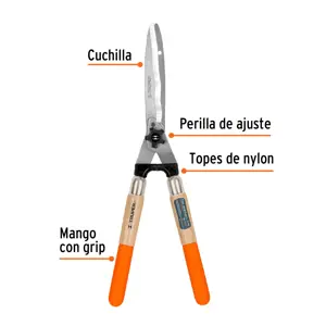 Truper Tijera para poda 58 cm filo ondulado mangos de madera c/grip