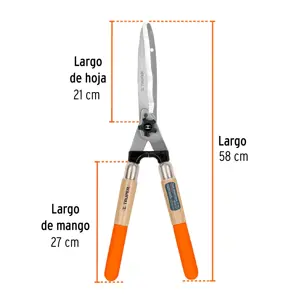 Truper Tijera para poda 58 cm filo ondulado mangos de madera c/grip