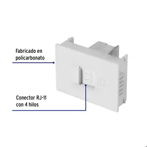 Volteck Toma de teléfono, 1.5 módulos, línea Española, color blanco