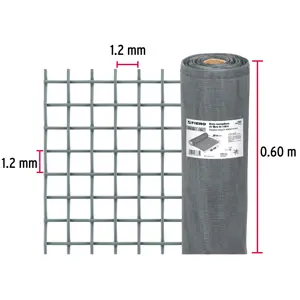 Fiero Rollo de 30 m x 0.6 m malla mosquitera fibra de vidrio gris