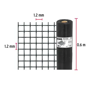 Fiero Rollo de 30 m x 0.6 m malla mosquitera fibra de vidrio negra