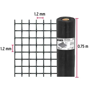 Fiero Rollo de 30 m x 0.75m malla mosquitera fibra de vidrio negra