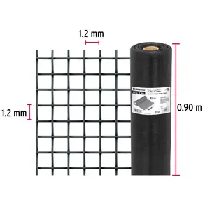 Fiero Rollo de 30 m x 0.9 m malla mosquitera fibra de vidrio negra