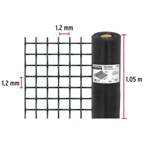 Fiero Rollo de 30 m x 1.05m malla mosquitera fibra de vidrio negra