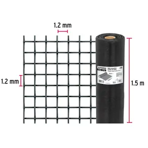 Fiero Rollo de 30 m x 1.5 m malla mosquitera fibra de vidrio negra