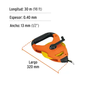 Truper Cinta métrica larga 30m fibra de vidrio, tipo cruceta