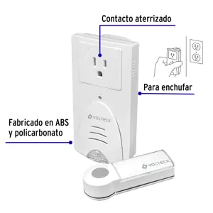 Volteck Timbre inalámbrico con receptor para enchufar, 1 tono