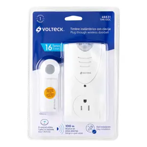 Volteck Timbre inalámbrico con receptor para enchufar, 1 tono