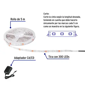 Volteck Tira de LED de 5 m 18 W para interior y exterior rojo