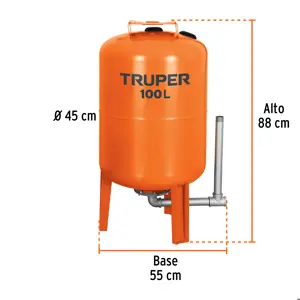 Tanque hidroneumático vertical, 100 litros, Truper