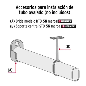 Tubo ovalado de 3.0 m negro para closet, Hermex