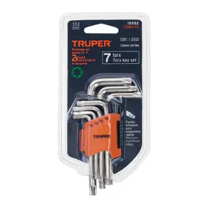 Juego de 7 llaves torx con organizador abatible, TRUPER