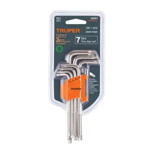 Truper Juego de 7 llaves torx largas con organizador abatible