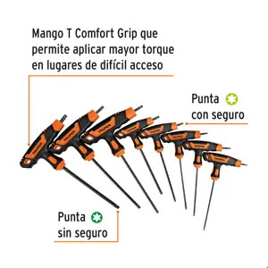 Juego de 8 llaves torx extralargas con mango T, TRUPER