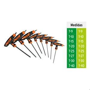 Juego de 8 llaves torx extralargas con mango T, TRUPER