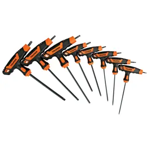 100935 / TORX-8TLX Juego de 8 llaves torx extralargas con mango T, TRUPER