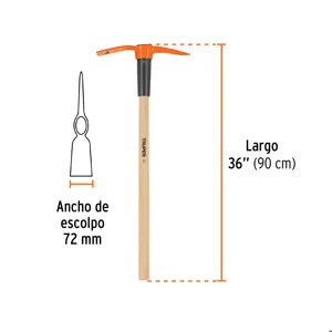 Talacho-pico 2.5 lb, mango de madera 36