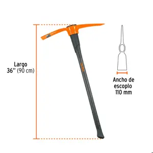 Talacho-pico 5 lb, mango fibra de vidrio 36