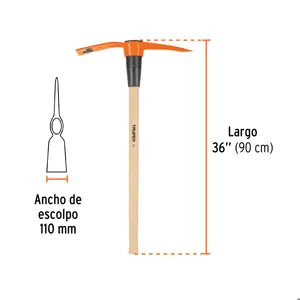 Talacho-pico 5 lb, mango de madera 36