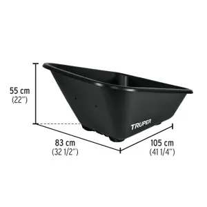 Truper Carretilla c/plástica 8 ft3 Doble llanta neumática b/madera