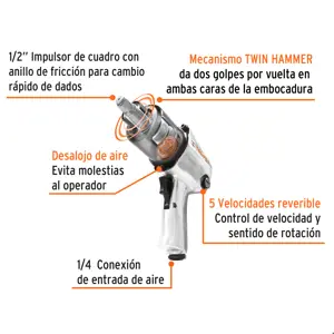 Llave de impacto neumática 1/2